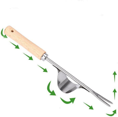 1pc Wood Handle Stainless Steel Garden Weeder, Hand Weeding Removal Cutter Puller Tools, Multifunction Weeder Transplant...
