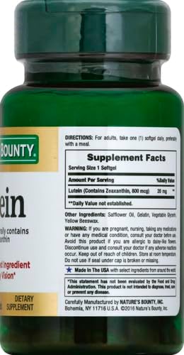 Nature's Bounty Lutein Pills, Eye Health Supplements and Vitamins, Support Vision Health, 20 mg, 40 Softgels...