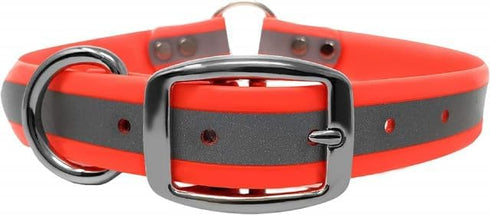 Regal Dog Products Small Orange Heavy Duty Reflective Dog Collar with Durable Metal Buckle and D Ring Adjustable, Chew Proof & Waterproof Center R...