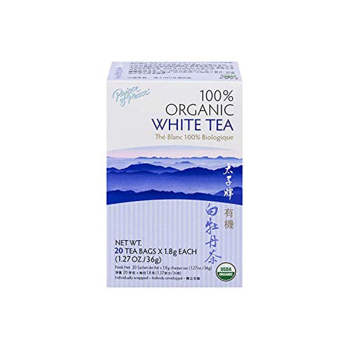 Prince of Peace Organic White Tea, 20 Tea Bags – 100% Organic White Tea – Unsweetened White Tea – Lower Caffeine Alternative to Coffee – Herbal He...