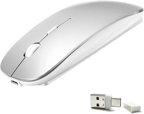 Rechargeable 4 Modes Bluetooth Mouse/Bluetooth 3.0/5.2+USB-2.4G/Type-C,Bluetooth Mouse for MacBook pro/MacBook air/Laptop/iMac/ipad/Notebook/pc (S...
