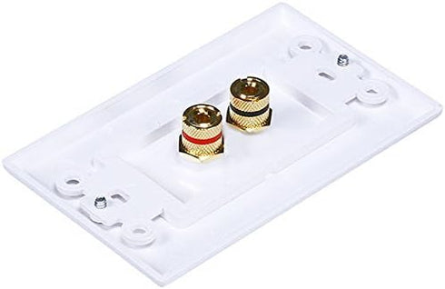 iMBAPrice (5 Pack) Premium 2 Connector Banana Wall Plate - Banana Plug Binding Post Wall Plate for Speakers white...