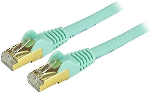StarTech.com 2ft CAT6a Ethernet Cable - 10 Gigabit Shielded Snagless RJ45 100W PoE Patch Cord - 10GbE STP Network Cable w/Strain Relief - Aqua Flu...