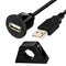 USB 2.0 Flush Mount Cable, Round Single Port USB Male to Female Car AUX Mount Flush Panel Extension Cable for Car Truck Boat Motorcycle Dashboard ...