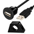 USB 2.0 Flush Mount Cable, Round Single Port USB Male to Female Car AUX Mount Flush Panel Extension Cable for Car Truck Boat Motorcycle Dashboard ...