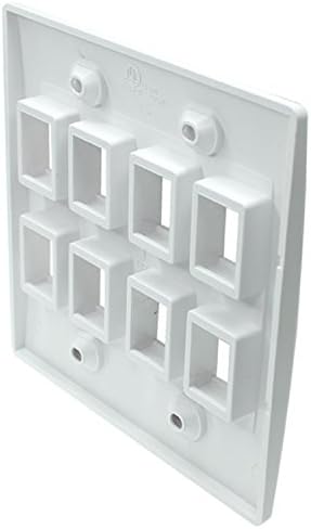 RiteAV - Keystone Wall Plate Double Gang 8-Port White (1 Piece Flush)...