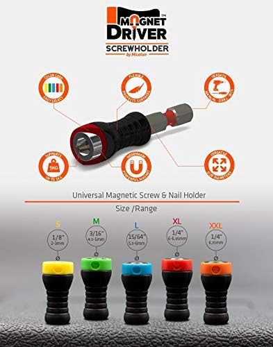 Bit Holder Magnetic Magnet Driver® B50, The Great Invention that holds the Screws and allows Screw with One Hand, adaptable to any Screwdriver or ...