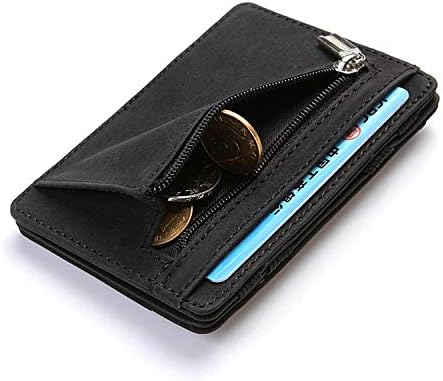 Fida&Moon Men Magic Wallets Male PU Leather Zipper Coin Purse Pouch Plastic Credit Bank Card Case Holder (Blue)...