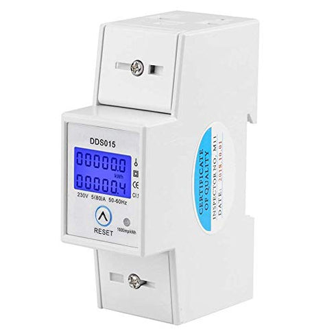 Single Phase Energy Meter 5-80A 230V 50Hz Electric KWh Meter LCD Energy Meter Watt Meter, DDS015 Single Phase Din Rail KWH Energy Meter...