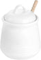 HAOTOP Ceramic Honey pot with Lid and Honey Dipper,Porcelain Honey Jar Easy to Clean and Dishwasher Safe,12oz (White)...