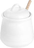 HAOTOP Ceramic Honey pot with Lid and Honey Dipper,Porcelain Honey Jar Easy to Clean and Dishwasher Safe,12oz (White)...