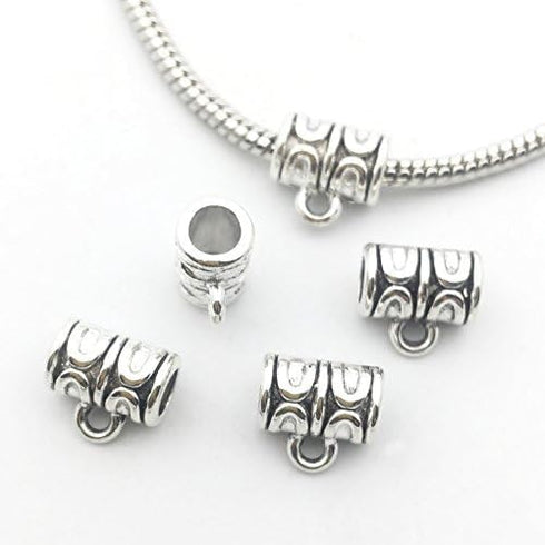 100g (About 125pcs) Mixed Tibetan Tube, Spacer Bail Bead Hanger Fit Charm European Bracelet Pendant (Antique Silver), 125...