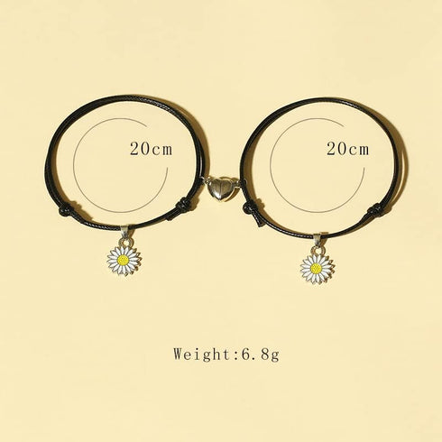 Fuqimanman2020 2pcs Bohemian Daisy Flower Rope Bracelet Set Mutual Attraction Sunflower for Women Relationship Matching Couple Long Distance Pinky...