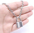 7th Moon Lock Pendant Necklace Statement Long Chain Punk Multilayer Choker Necklace for Women (Silver)...