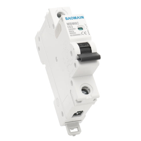 Baomain 6A AC Miniature Circuit Breaker, AC 400V 50Hz 6000A 1 Pole Circuit Breaker,C65 MCB DIN Rail Mount, MBM6C-1P (63 Amp)...