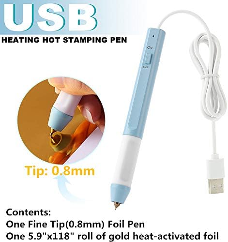 Hot Foil Roll & Hot Heated Foil Pens Set,Foil Quill Starter USB Heat Foil Pen for Scrapbooking Tool Kits Gold Hot Foil Roll for Card Making Craft ...
