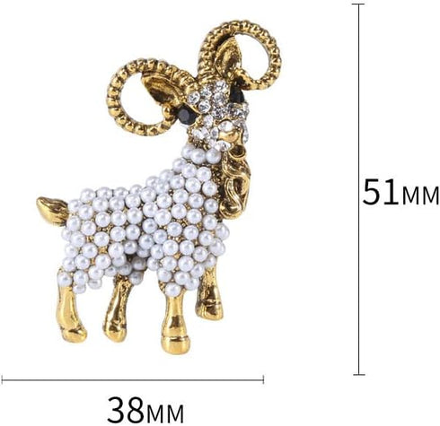 Opexicos 2Pcs Fashion Alloy Pearl Goat Brooch Cute Animal Brooches Clothing Accessories Children's Holiday Gift...