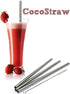 4 Stainless Steel Wide Smoothie Straws + Cleaning Brush + Citrus Peeler - CocoStraw Large Straight Frozen Drink Straw...