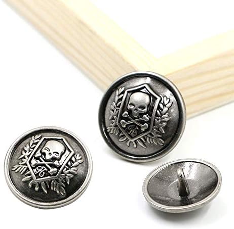 Skull Design Vintage Style Metal Buttons for Coat Blazer Suits Uniform Jacket etc (Antique Silver)...