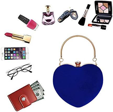 Women Heart Shape Clutch Purse Velvet Shoulder Bag Evening Handbags...