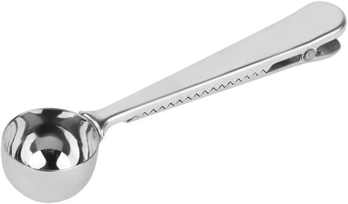 2 in 1 Coffee Tea Spoon Stainless Steel Measuring Spoon with Bag Sealing Clip Multifunction Coffee Scoop for Kitchen Cafe...