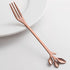 AnSaw 8-Pc Rose Gold Mini Leaf Fruit Forks Set - 4.7" Elegant Stainless Steel Dessert, Appetizer, Cake & Salad Forks - Perfect for Cocktail Partie...