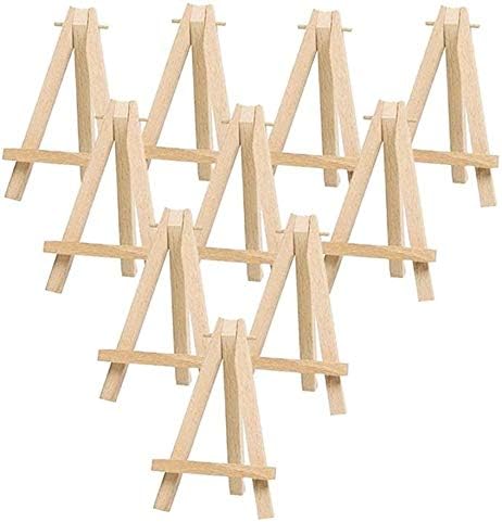 10 Pack Mini Wood Display Easel (5 Inch) Wooden Artist Easel Triangle Cards Stand Photo Display Wedding Business Card, Painting Craft Drawing phon...