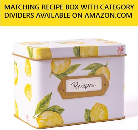 Heart&Berry Lemon Recipe Cards 4x6 Double Sided - Set Of 50 Thick Recipe Cards...