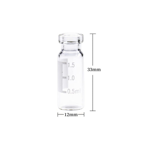 2ml Autosample Vial,Clear Glass Flat Base Vial, 11mm Wide Opening Crimp Top Vial, 12 * 32mm, Pack of 100...