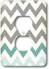 3dRose lsp_179811_6 Grey Chevron with Mint Turquoise Zig Zag Accent Gray Zigzag Pattern Outlet Cover, Multicolor...
