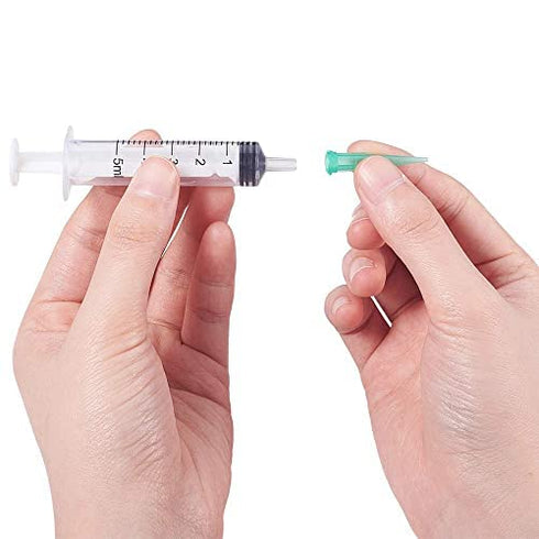 Auniwaig 100Pcs 14Ga Plastic Tapered Dispenser Needles, Olive PE, Luer Lock, for Oil or Glue Applicator...