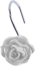 Actpe 12pcs White Rose Flower Shower Curtain Hooks, Rustproof Metal, Home Decorative, Bathroom, Living Room, Bedroom, Kid's Room...