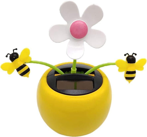 Solar Apple Blossom Bee Dancing FlowerSolar Dancing Ornament, Solar Dancing Figurines, Car Swinging Dancing Car Windowsill Decoration Honey Bee Sw...