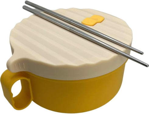 Microwave Speedy Ramen Cooker Bowl with Chopsticks and Lid for College, Travel friendly Ramen Noodles Bowl, Rice Cooker Bowl for Office or WFH Lun...