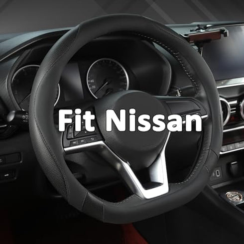 West Llama Flat Bottom Car Steering Wheel Cover for Nissan,D Shaped Steering Wheel Cover for Rogue,Altima,Kicks (Black-Standard Size)...