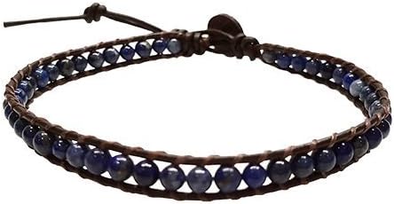 Infinityee888 Trendy Anklet Lapis Bead Ankle Bracelet 10 Inches Woven with Leather Cord Beautiful Handmade Hippie Bohemian Style...