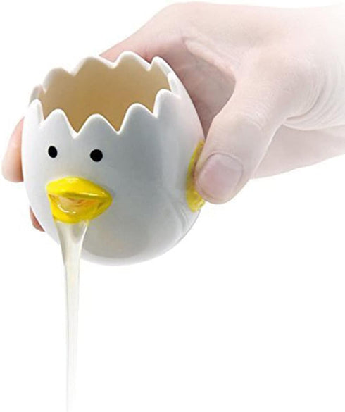 LuoCoCo Cute Egg Separator, Ceramics Vomiting Chicken Egg Yolk White Separator, Practical Household Small Egg Filter Splitter, Kitchen Gadget Baki...