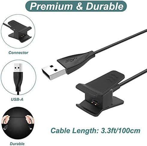 Kissmart 2-Pack Charger Cable for Fitbit Alta, Repalcement USB Charging Cable with 1m/3.3ft USB Cord for Fitbit Alta Smart Wristband Accessories...