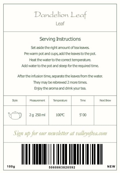 Dandelion Leaf Herbal Tea - Old Folk Remedy - Loose Taraxacum Officinale Dried Leaves - Dandeliin Tea Dandelion Herb Tea Dandelion Tea Danelion Te...