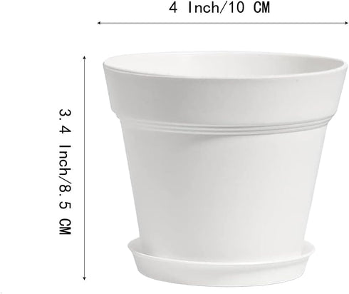 Small Plant Pots Plastic Planters with Tray and Drainage Holes for Indoor Outdoor Plants Succulent and Flowers Modern Home Decoration Gift Idea 9 ...