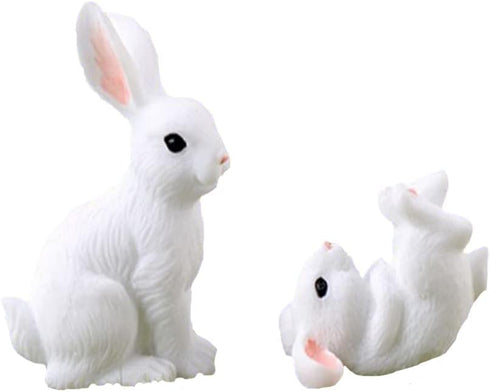 Miniature Bunny Rabbit Resin Figurine Easter Mini Bunny Ornament Cute Miniature Bunny Statue Tiny Animal Cake Topper Fairy Garden Supplies...