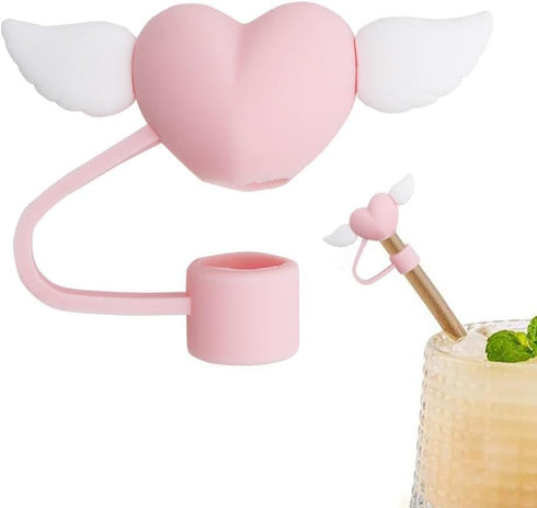 Purple Straw Cover,Love Wing Straw Covers Cap Toppers for Stanley Cup,10mm Silicone Straw Cover Fits For Stanley 30&40 Oz Tumbler,Themed Party Gif...
