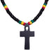 BlueRica Black Wood Ankh Pendant on Rasta Coconut Shell Beads Necklace (18")...