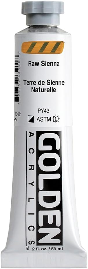 Heavy Body Acrylics by GOLDEN, Raw Sienna, 2 fl. oz. Tube, Professional Acrylic Paint, Semi-Opaque...