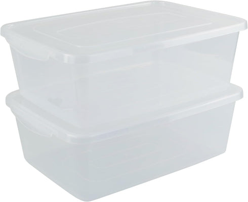 Vababa 2-Pack 16 L Pizza Dough Proofing Box with Lid, Clear Food Pizza Storage Container...