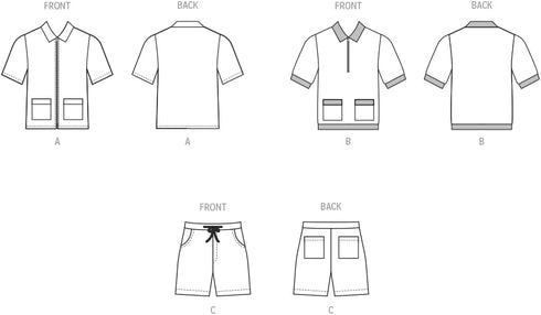 McCall's Men's Knit Shirts and Shorts Sewing Pattern Kit, Design Code M8414, Sizes 34-36-38-40-42...