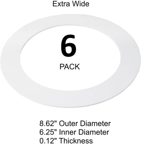 LightLabs Goof Ring Gloss 6 Pack 8.65" Diameter for 6" Cans. Inlcudes Mounting Tape to Fix Drywall Damage for Flush Mount Recessed Down Lights. 6....