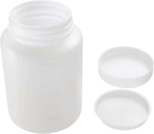 Bettomshin 1Pcs 500ml PE Plastic(Food Grade) Bottles, Wide Mouth Lab Reagent Bottle, Liquid/Solid Sample Seal Sample Storage Container with Gradua...