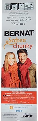 Bernat Softee Chunky Yarn, Super Bulky #6, 3 Skeins Bundle (Gray Heather)...