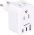 European Travel Plug Adapter USB C, International Plug Adapter, US to Europe Plug Adapter with 2 Outlets 3 USB Ports(2 USB C), Type C Power Adapte...